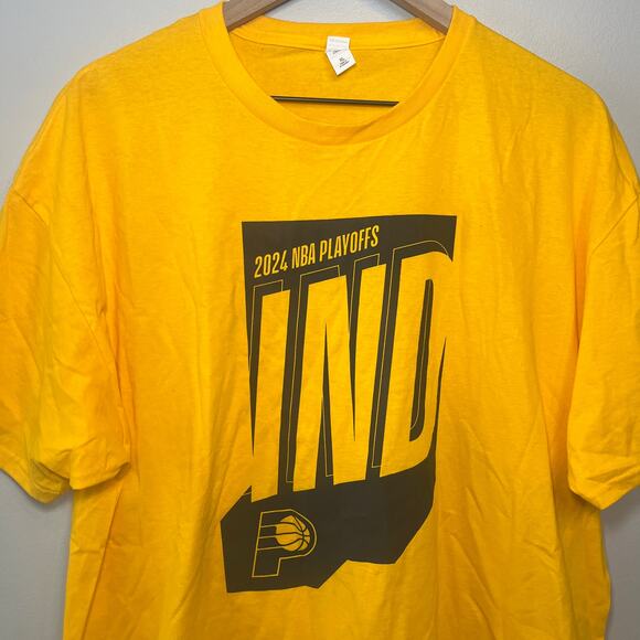 Fruit of the Loom Indiana Pacers 2024 NBA Playoffs T-shirt Gold Size X-Large - Picture 2 of 4